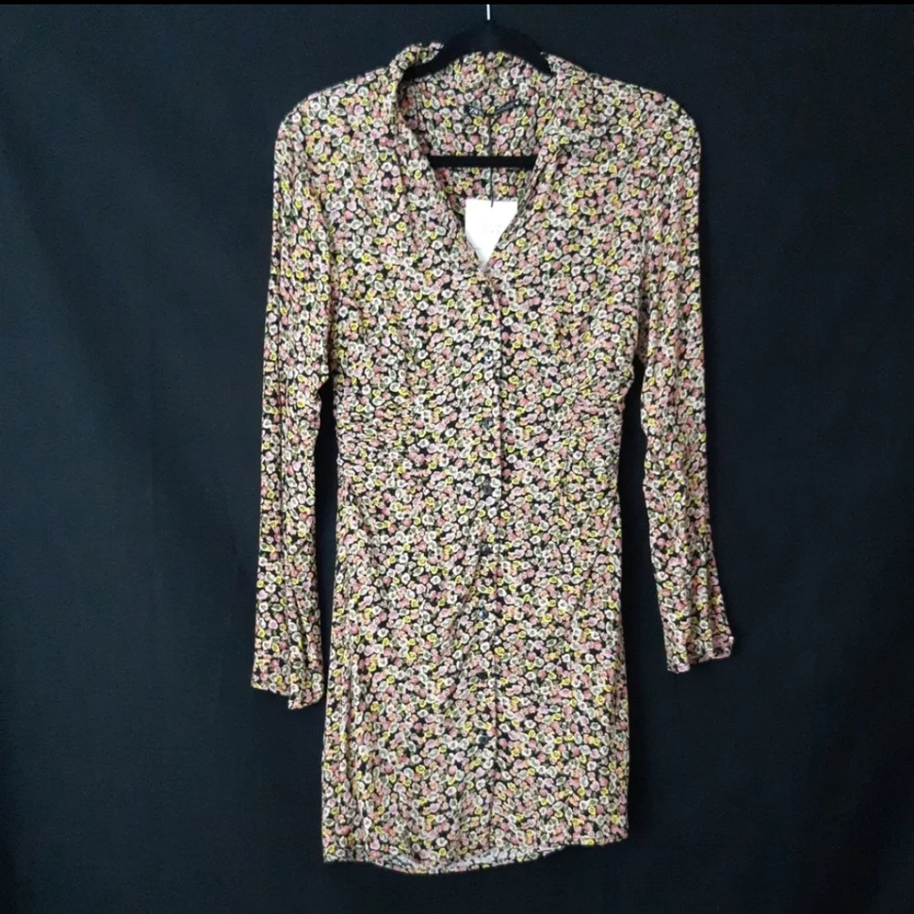 Zara Floral Print Mini Dress Shirt - Picture 3 of 11